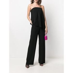 Emporio Armani Black Cady Flowy Evening Strapless Jumpsuit 10 46EU NWT $1195